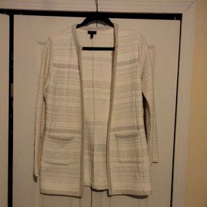Talbots Sequin Metallic Strip Cardigan Size P Ivory